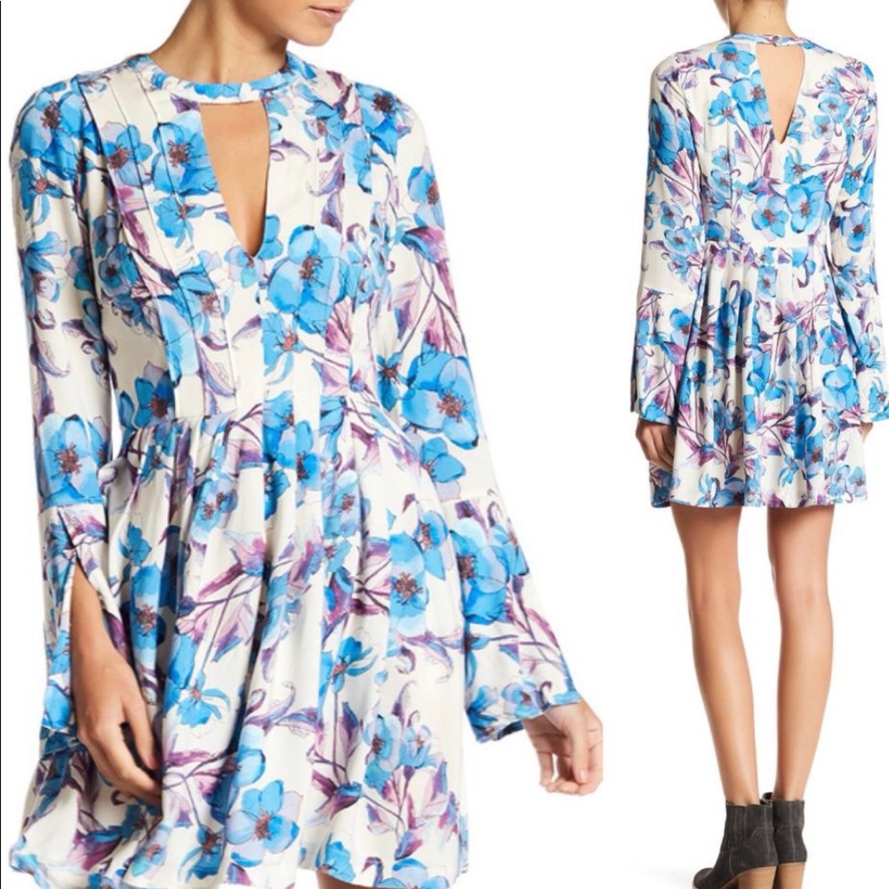 NWOT Free People Floral Cutout Boho Mini Dress 2